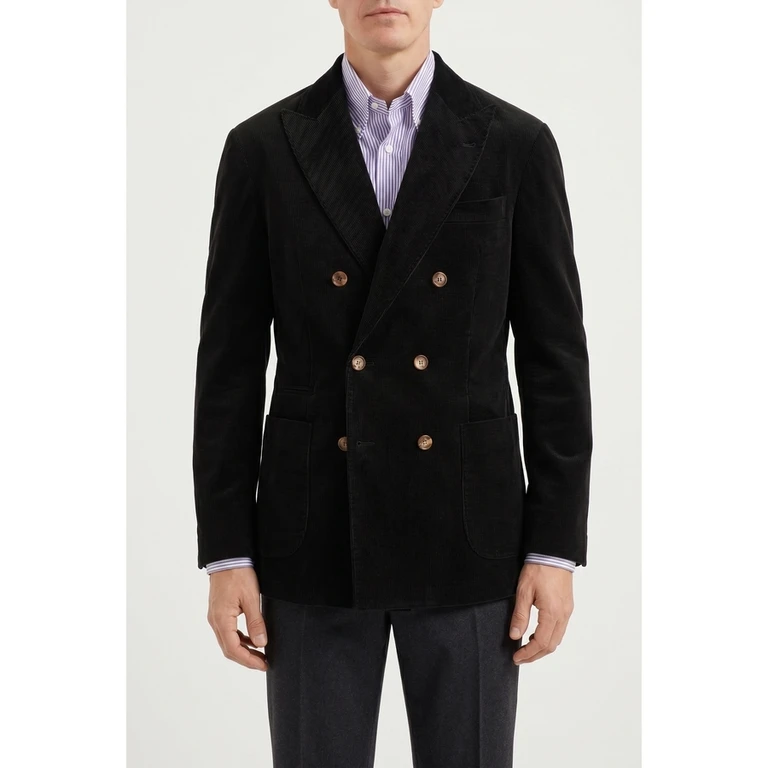 Black Wool Blend Double Breasted Blazer