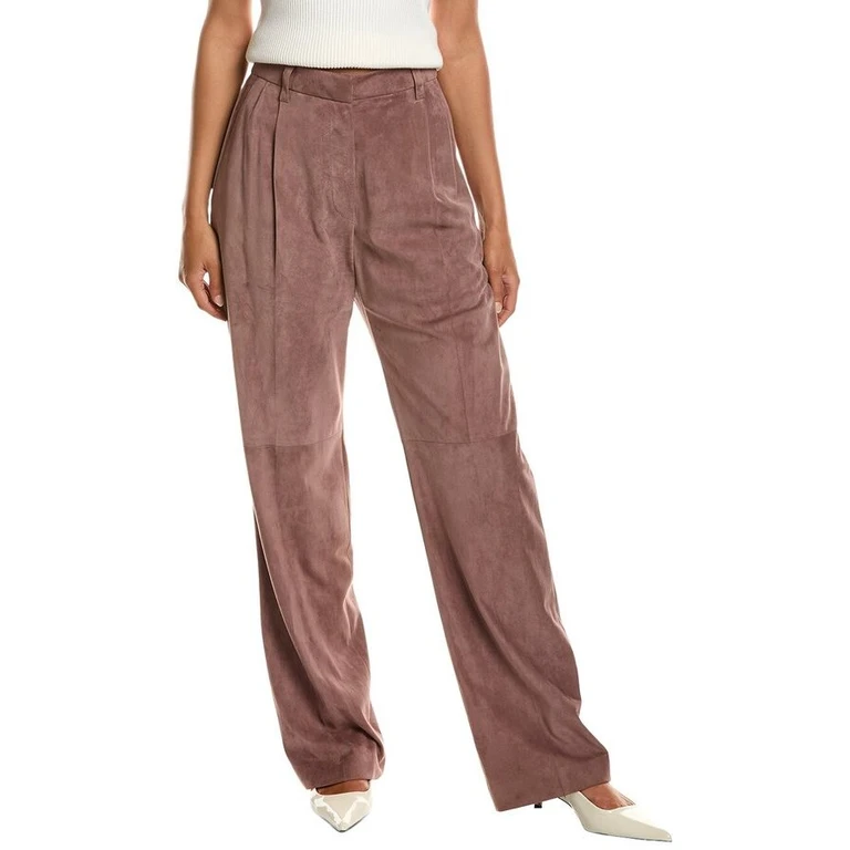 Old Pink Wide-Leg Leather Trousers