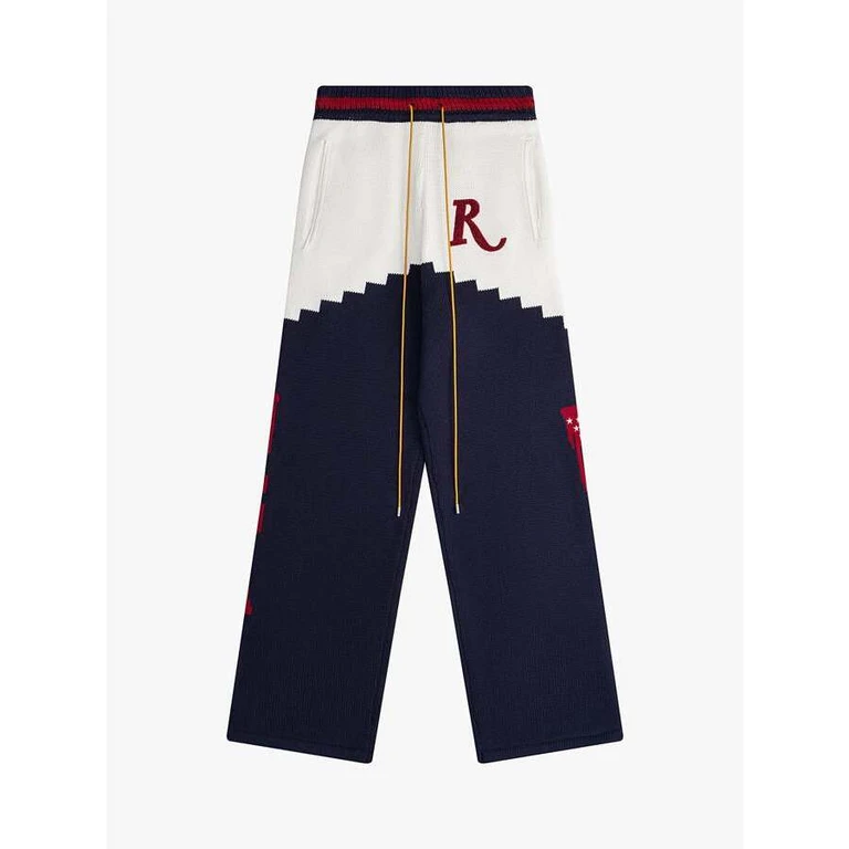 Men'S Navy Cashmere Wool Knit Trousers