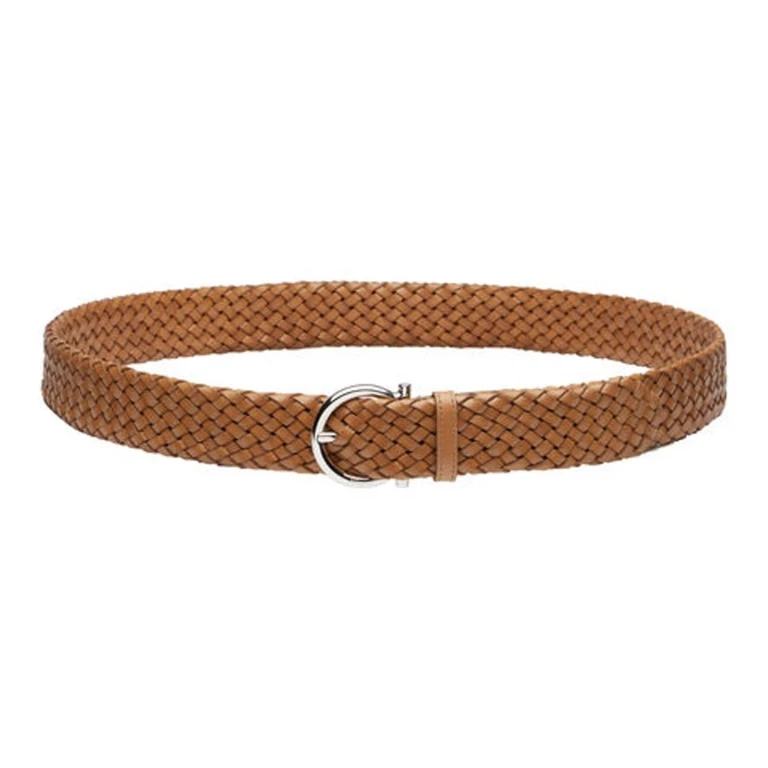 Braided Leather Gancini Fixed Belt
