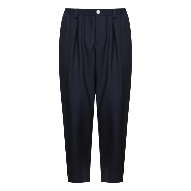 Blue Tropical Wool Cropped Trousers