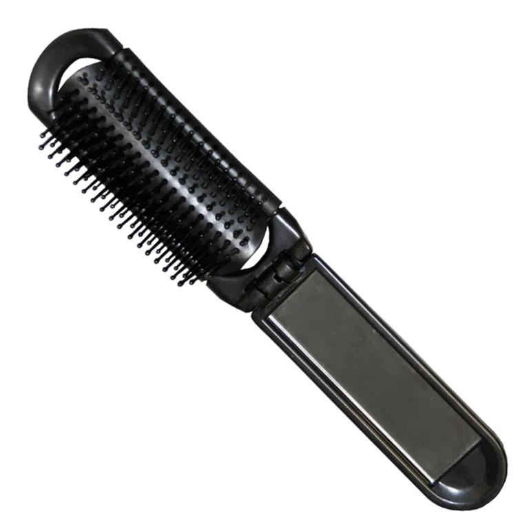 Black folding hairbrush Eurostil with mirror, 1 pc.