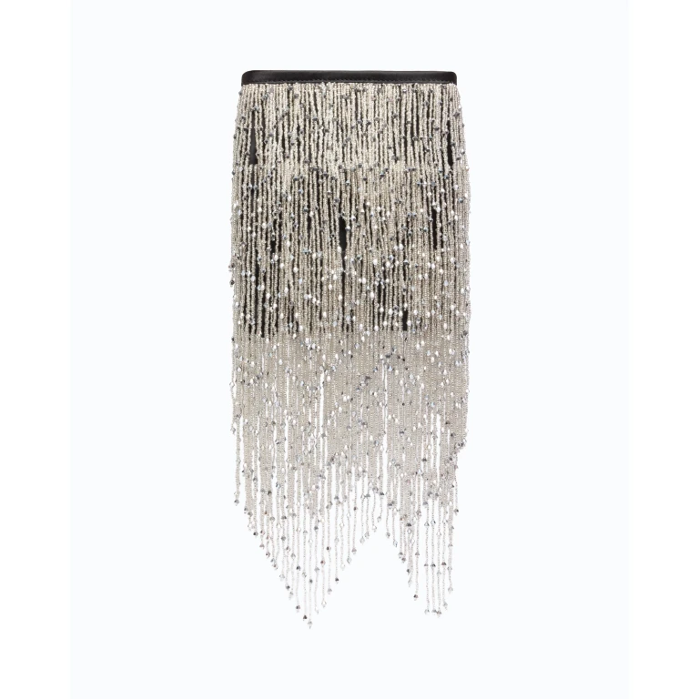 Petite pochette à bandoulière en satin à franges PINKO Galleria
