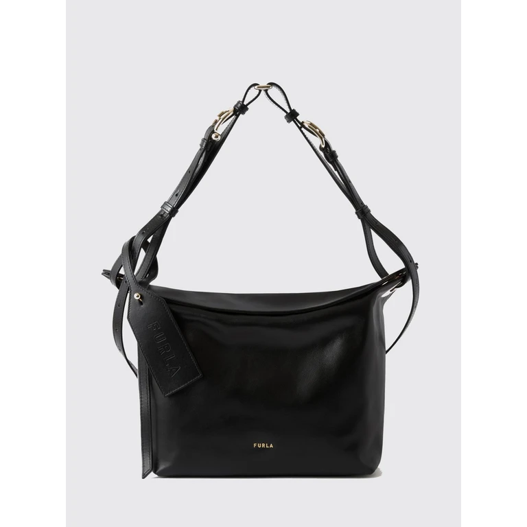 Bolsa de ombro Furla Ginevra em couro liso - Preto