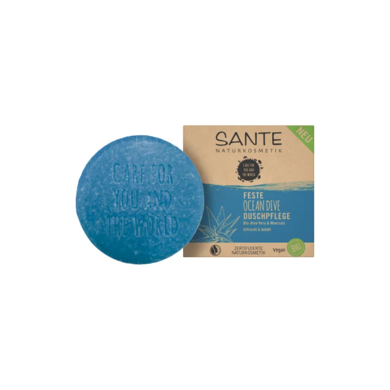 Solid Shower Gel with Organic Aloe and Sea Salt, 80 g