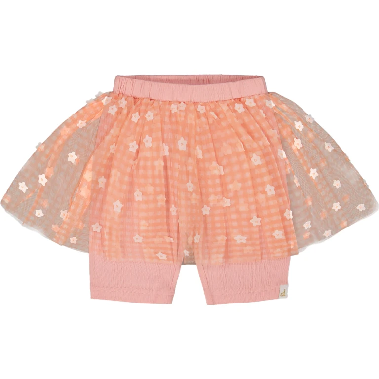 Crinkle Biker Shorts with Flower Mesh Skirt - Big Girl