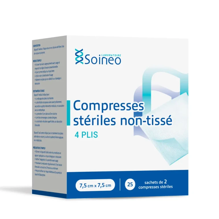 Sterile non-woven compresses 7.5x7.5cm x25 sachets of 2 tablets
