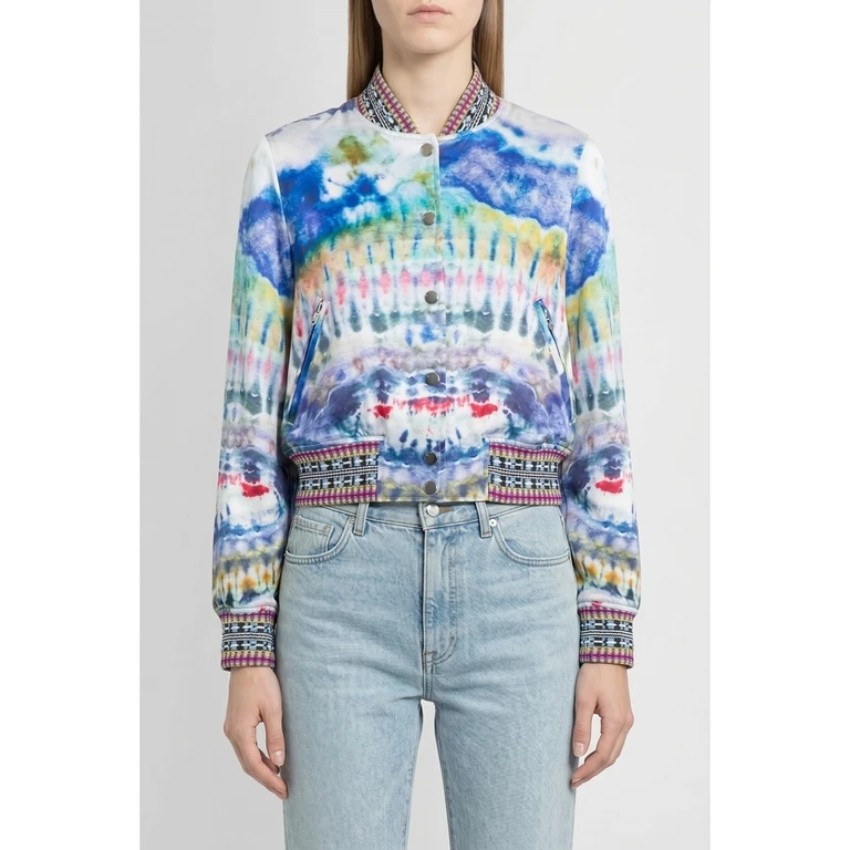 Multicolor Cropped Bomber Jacket