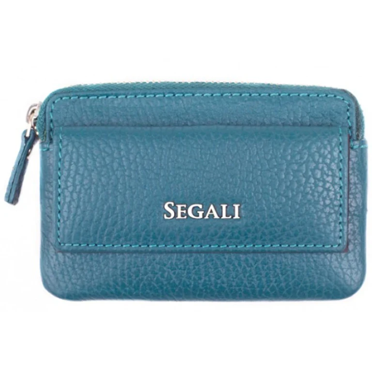Mini Wallet-Keychain In Leather 7483 A Blue