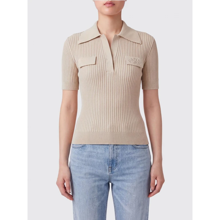 PATOU Ribbed Cotton Knit Polo Shirt (KN3418094124B)