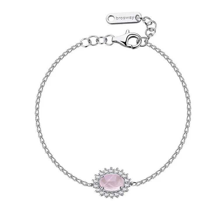 Silver Bracelet with Rose Quartz and Fancy Vibrant Zirconia Pink Fvp122