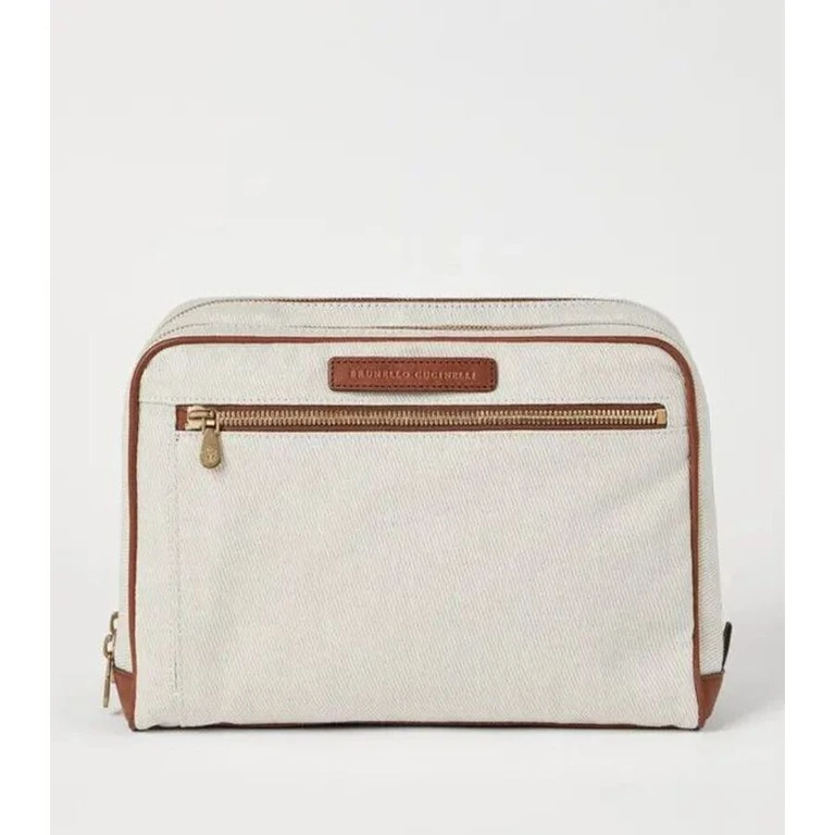 Cream Linen Canvas Toiletry Bag