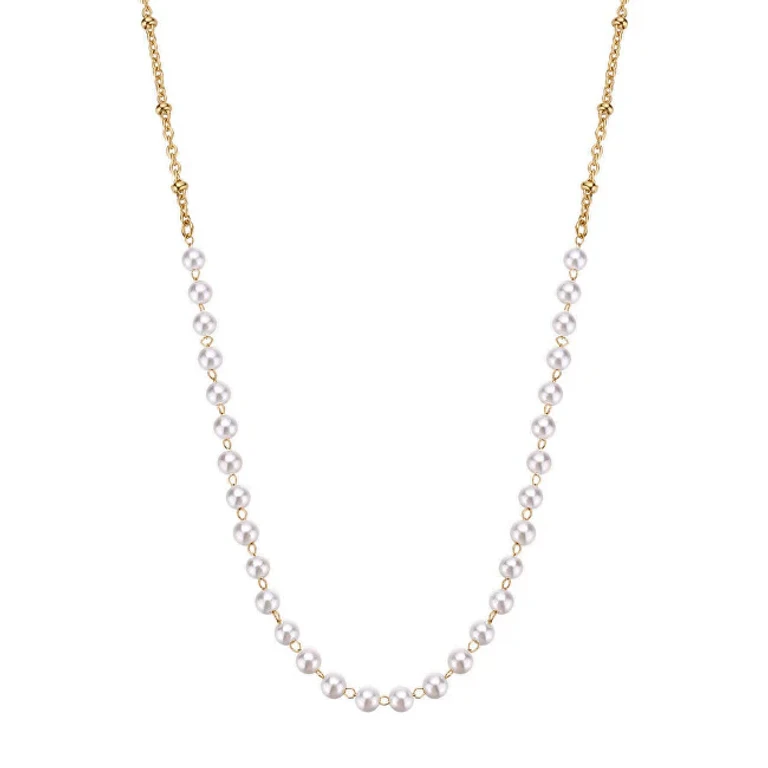 Gold-Plated Necklace with Synthetic Pearls Essential Bnl038