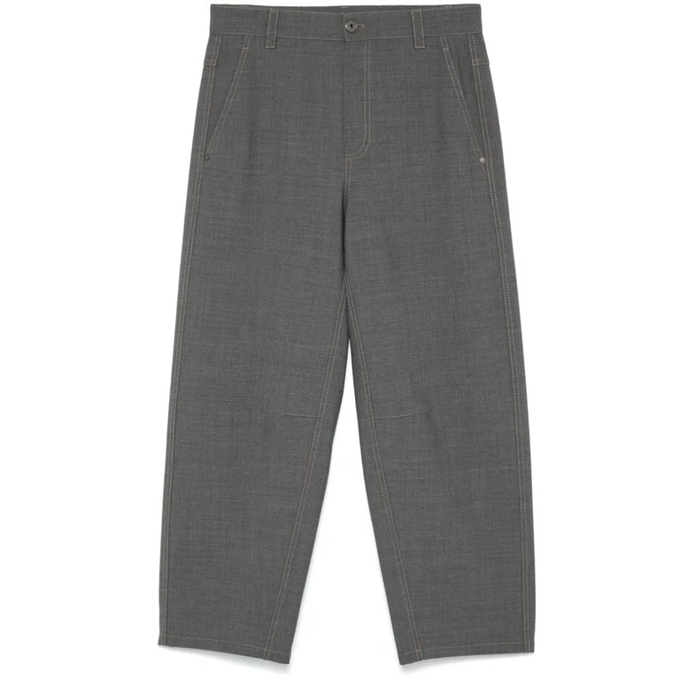 Medium Grey Wool Cropped Trousers