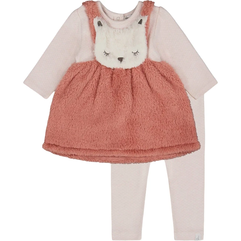 Bi-Material Dress and Leggings Set - Baby Girl