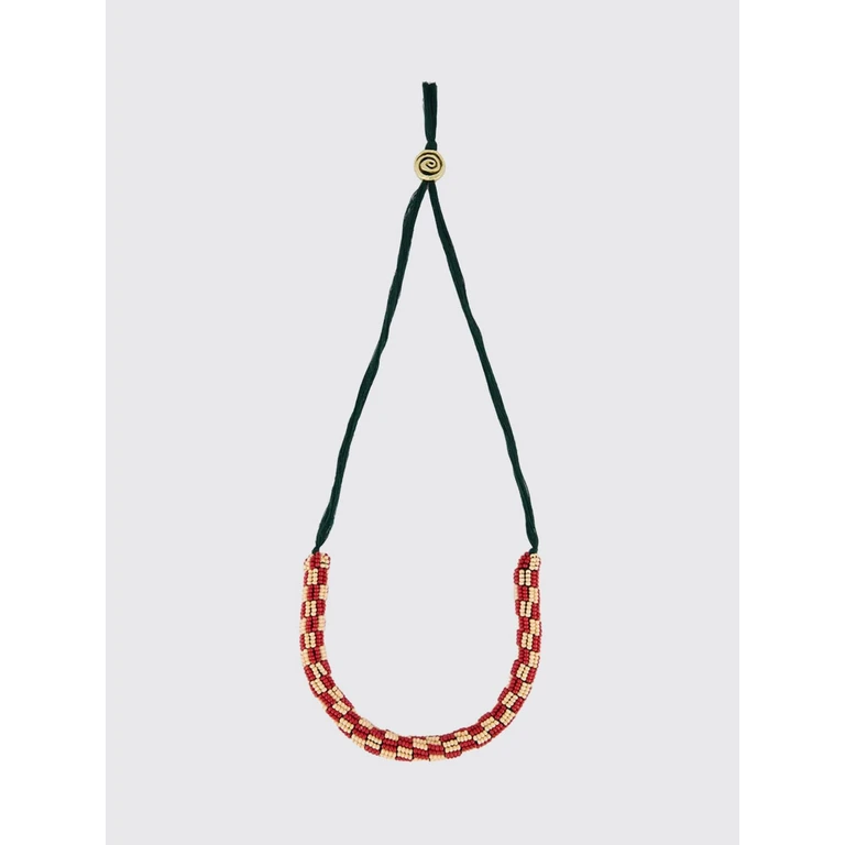 Beaded Fabric Necklace (6689AMUL)