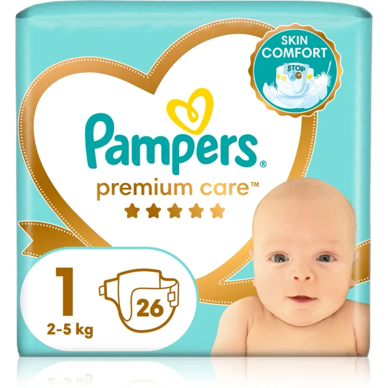 Premium Care size 1 disposable diaper 2-5 kg 26 pieces