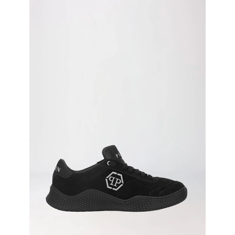 Low Top Leather and Suede Sneakers with Hexagon Logo (LAESUSC0971PLE009N0202)
