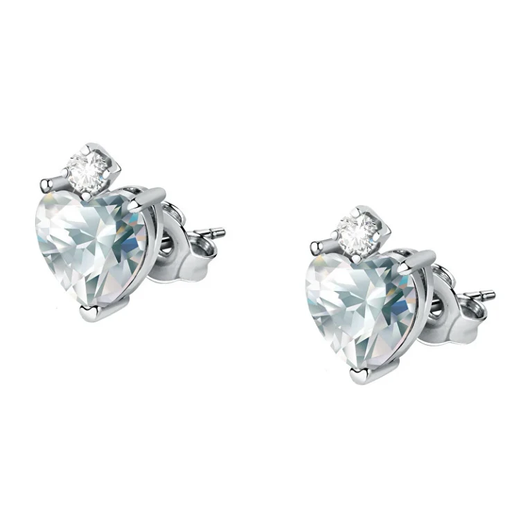 Silver Heart-Shaped Earrings Romantic Treasures Saiw162