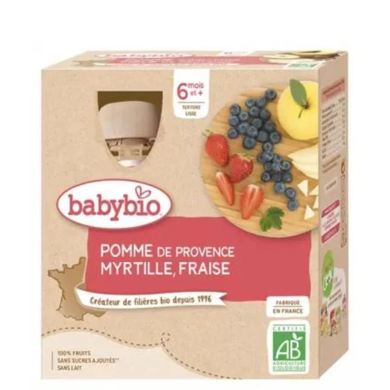 Fruit Bottles - 6 months and more - Apple, Blueberry, Strawberry - ORGANIC 4x90 g