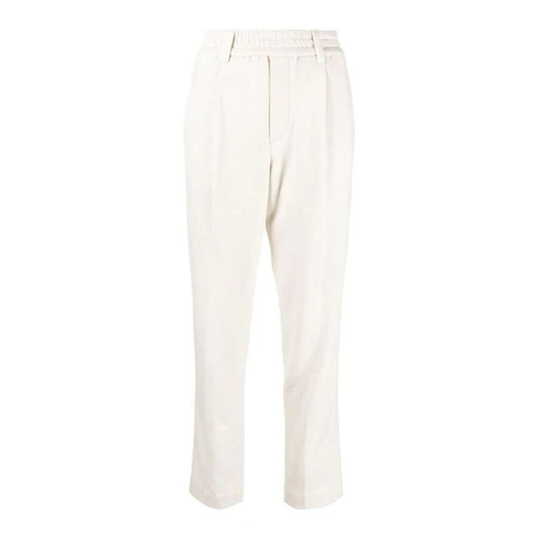 Wowarm White Wool Blend Tapered Trousers