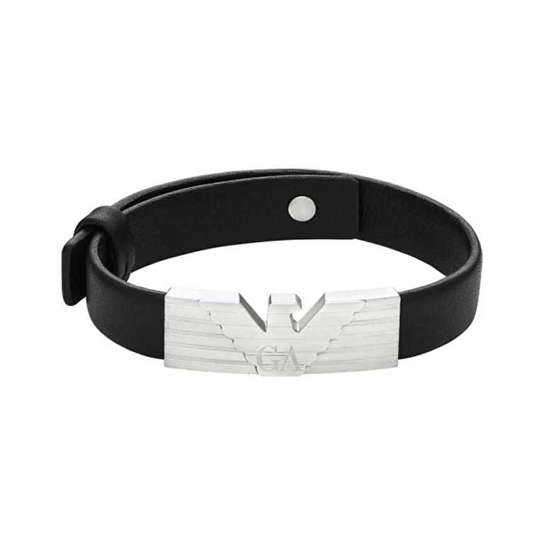 Elegante Men's Leather Bracelet With Eagle Logo Egs3075040