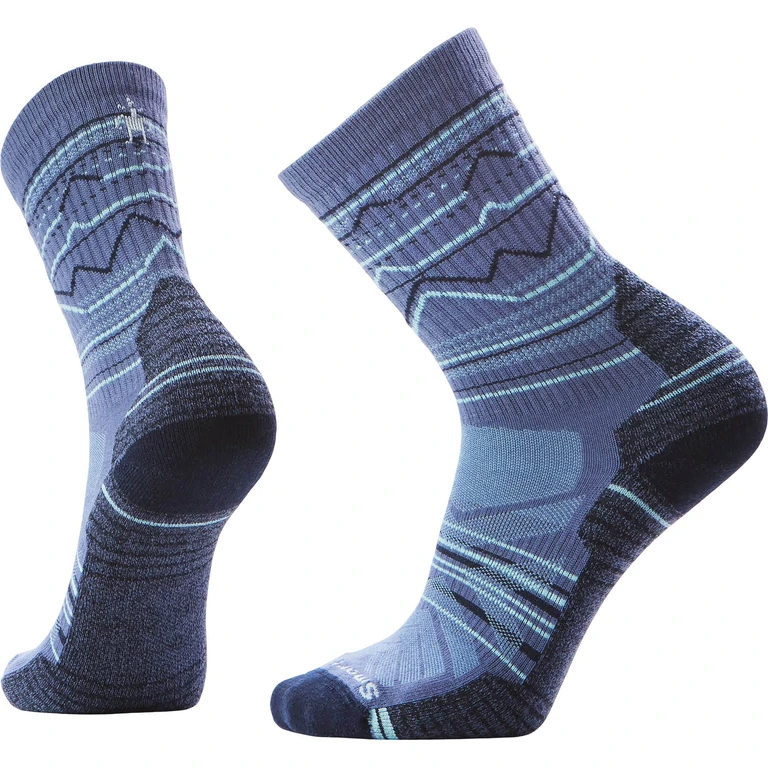 Performance Hike Light Cushion Mountain Range Pattern Crew Socks - Unisex