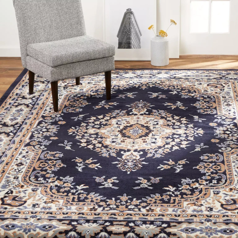 Area Rug, Assorted Designs & Sizes:- 4'x5', Navy/Brown
