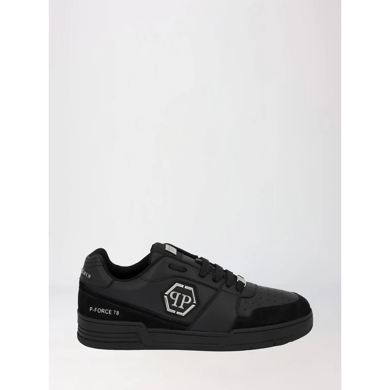 Low-Top Sneakers in Leather and Suede with Monogram and Hexagon Logo (LAESUSC0979PLE022N0202)