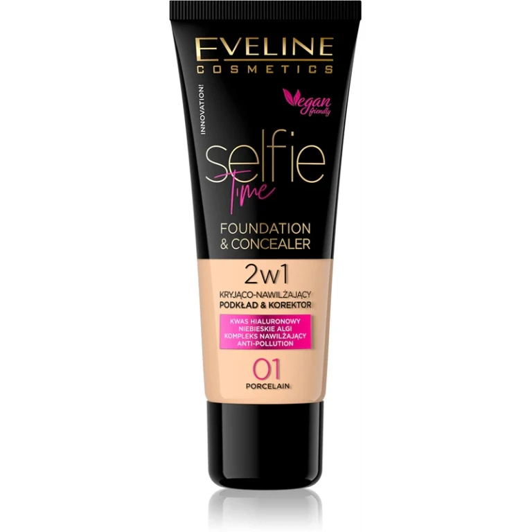 Selfie Time Foundation And Concealer 2 In 1 Color 01 Porcelain 30 Ml