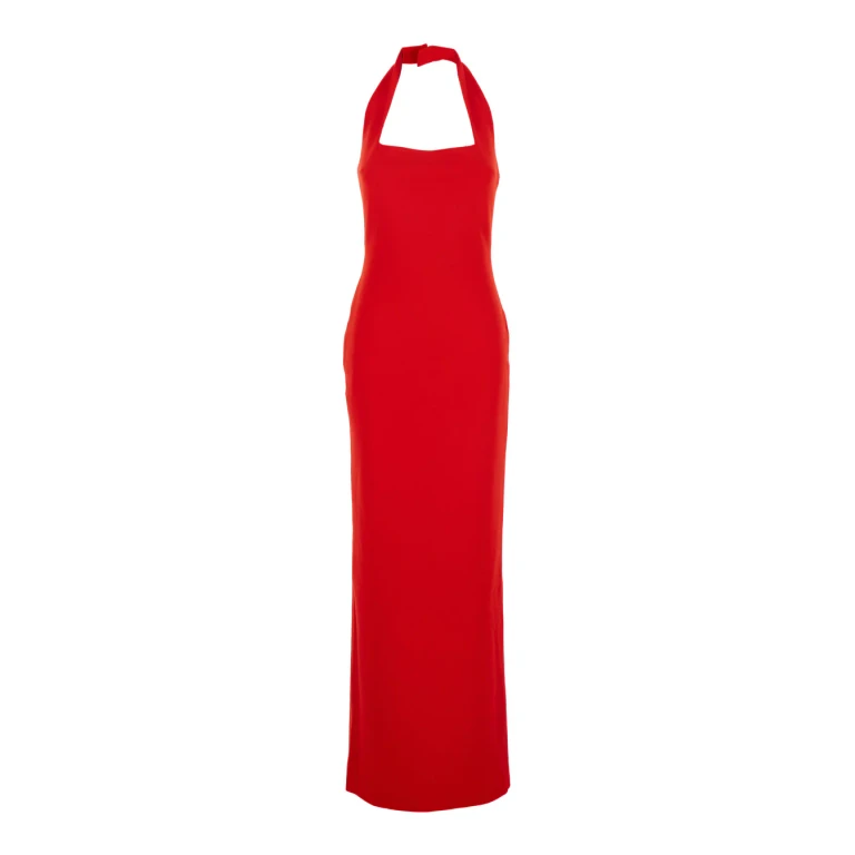Red Long Dress With Square Neckline