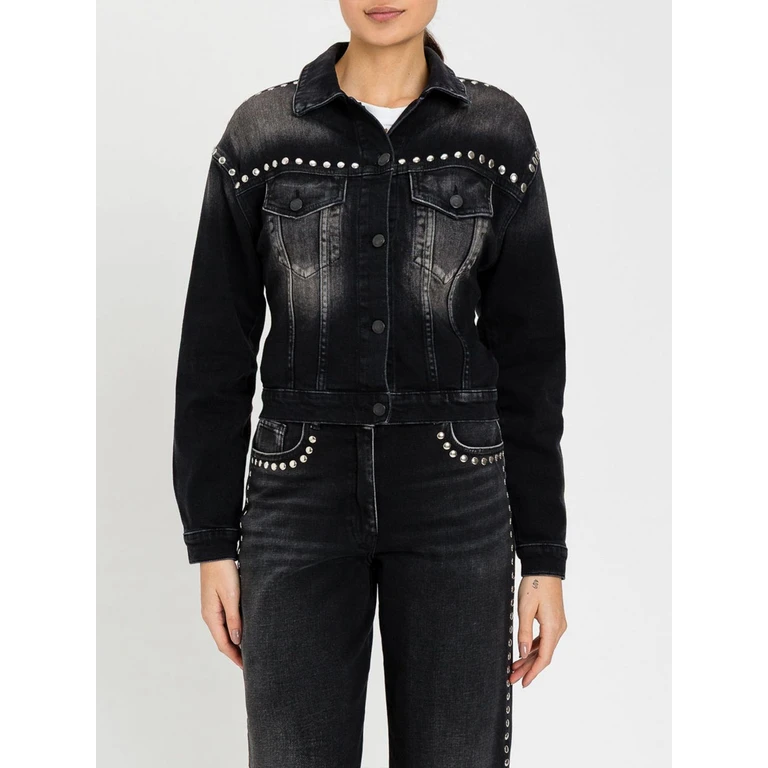 Studded Cotton Denim Jacket (261AP226112908)