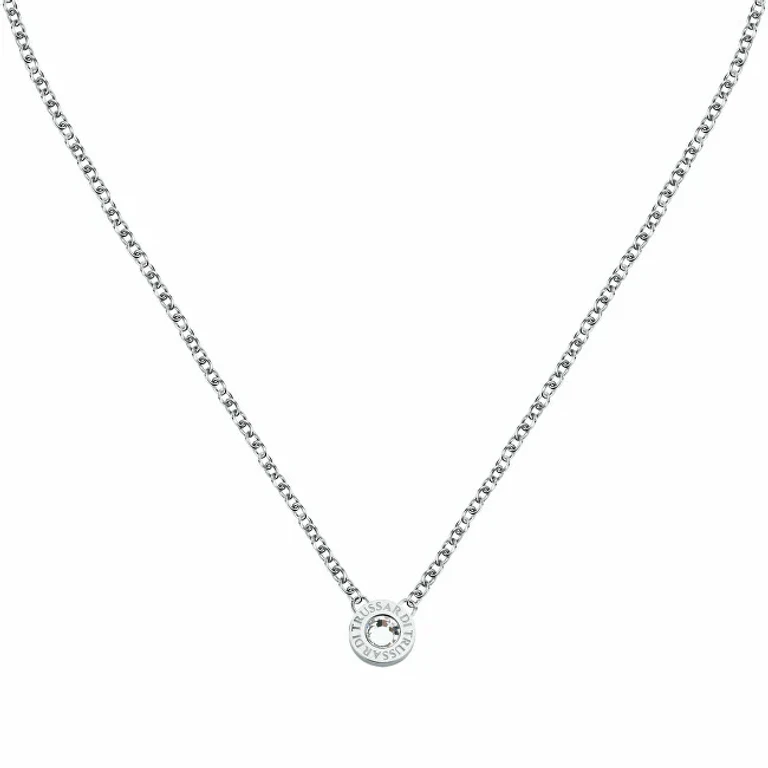 Steel Necklace With Transparent Crystal And T-Logo Tjaxc110
