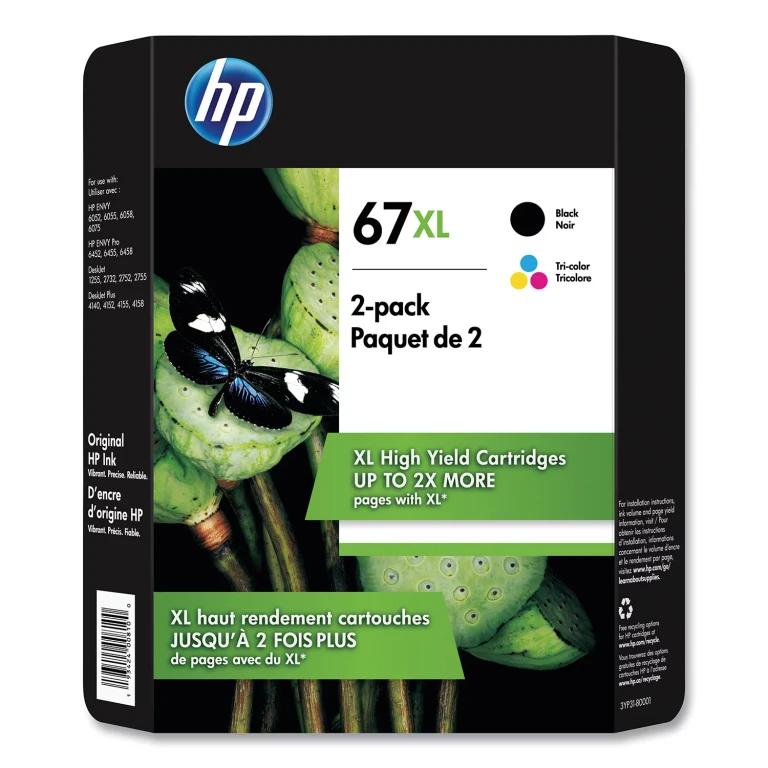 67XL, High Yield Black/Tri-Color Ink Cartridges 2-Pack