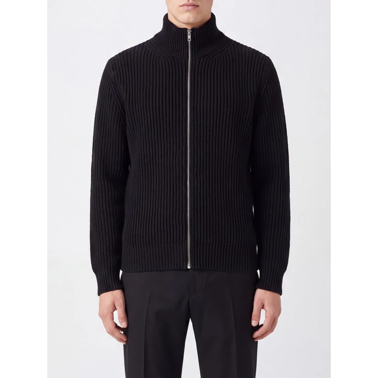 Pull zippé en maille noir