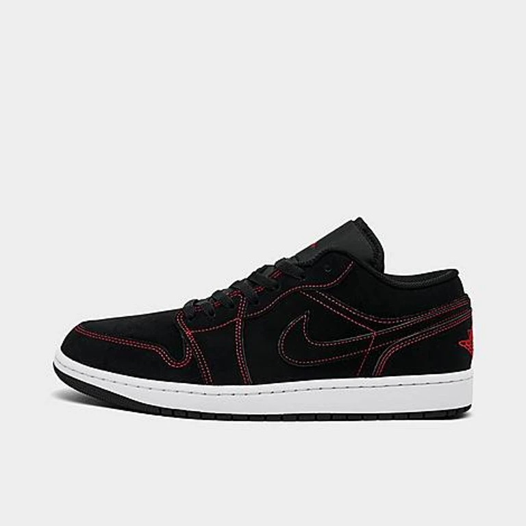 Jordan Men's Air Retro 1 Low Casual Shoes in Black/White/University Red Size: 7.5