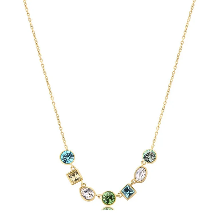 Playful gold plated necklace with colored crystals Symphonia BYM164