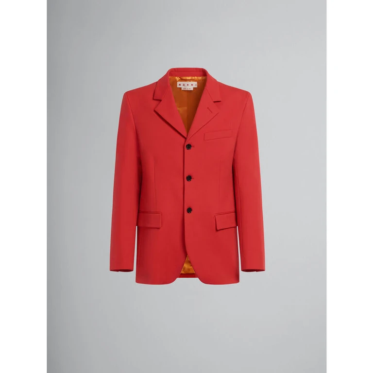 Men'S Red Tailored Single-Breasted Blazer
