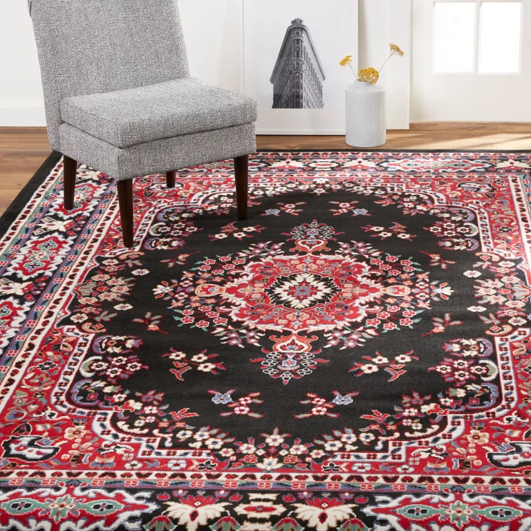 Area Rug, Assorted Designs & Sizes:- 2'x3', Black/Red