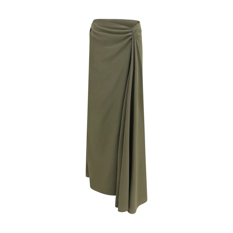 McQueen Asymmetrical Draped High-Waisted Maxi Skirt in Pure Silk (876822QBADT3093)