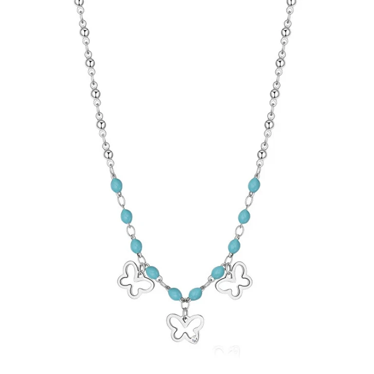 Stainless Steel Pearl Necklace Butterflies Vibes Svb19