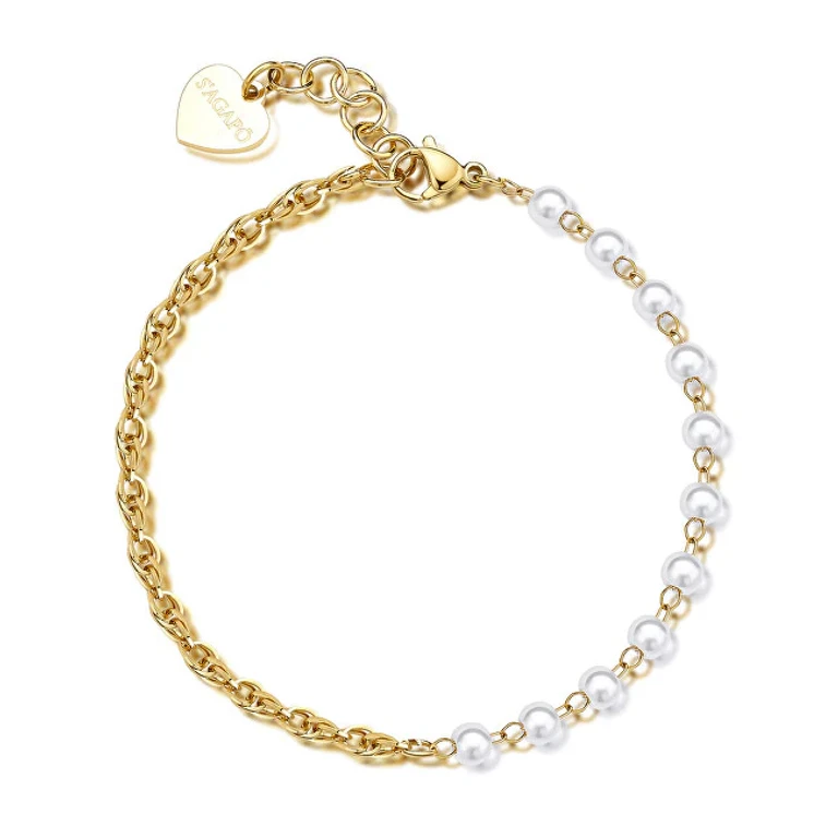 Elegante Large Pearl Bracelet Gold Plated Shk68