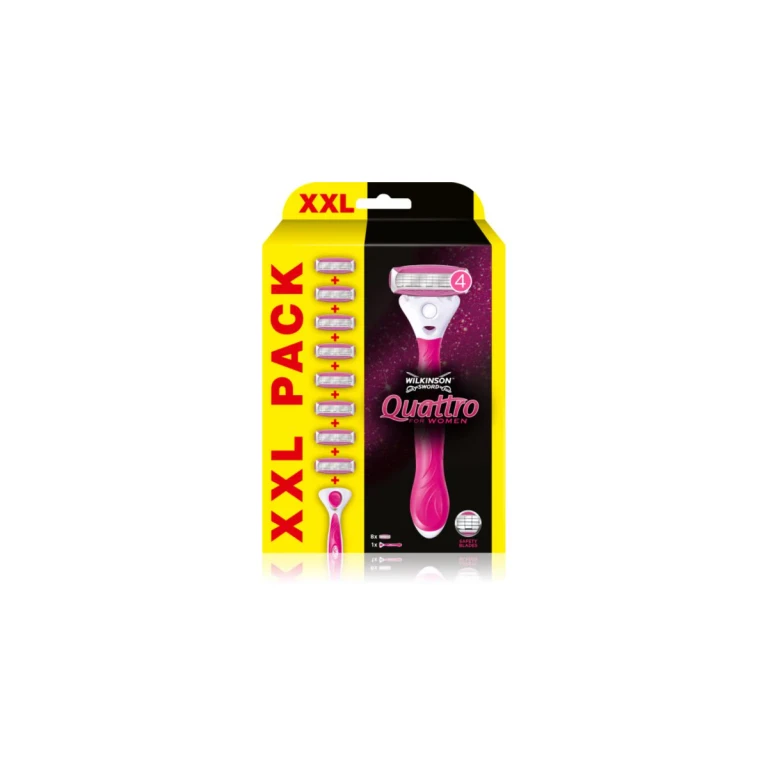 Quattro Women's Aloe & Vitamin E Razor + 8-Piece Replacement Head