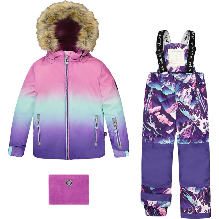 Black Retro Flower Play Two-Piece Snowsuit - Little Girl