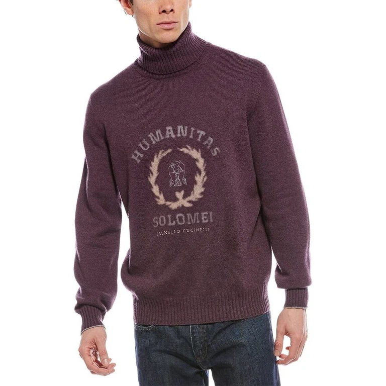Maroon Turtleneck Sweater With Emblem