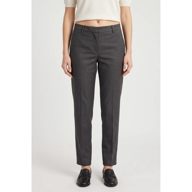 Dark Grey Linen Blend Trousers