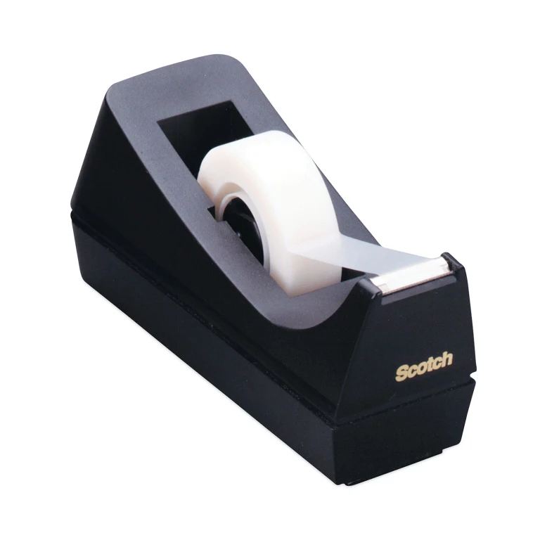 Desktop Tape Dispenser, 1' Core, Weighted Non-Skid Base - Black