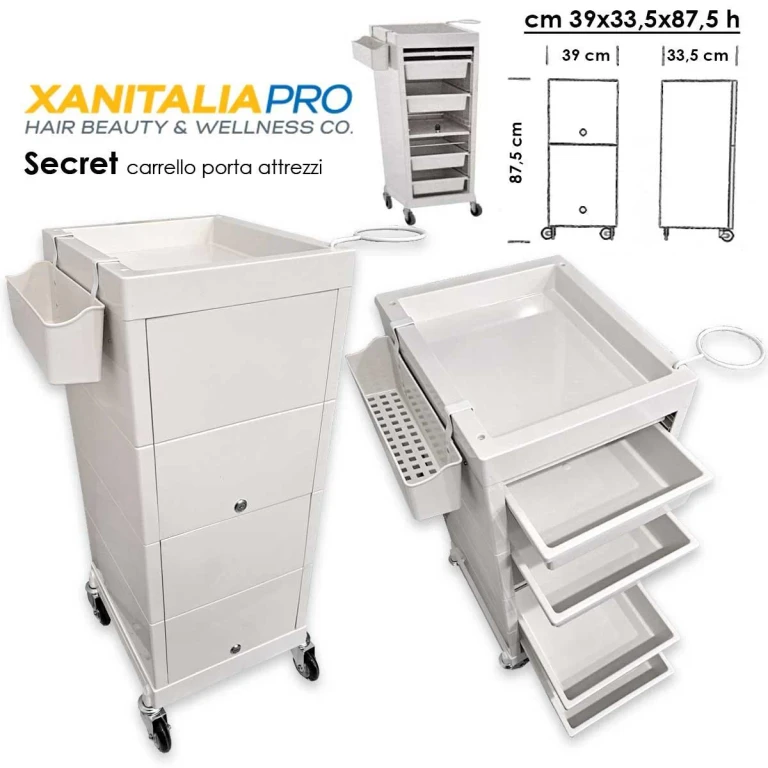 White secret hairdresser's tool trolley