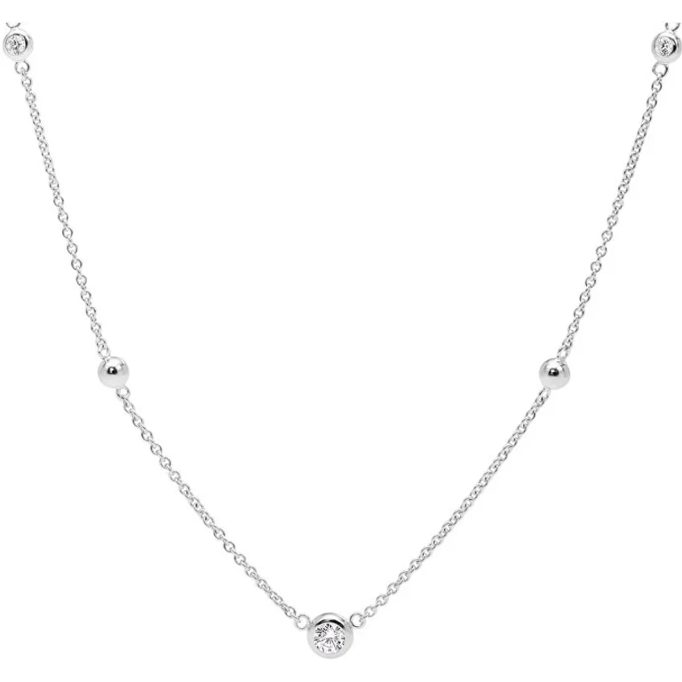 Silver Necklace With Crystals Jfs00453040
