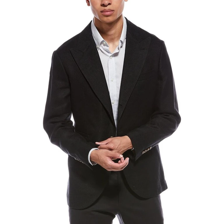 Black Linen Wool Deconstructed Blazer